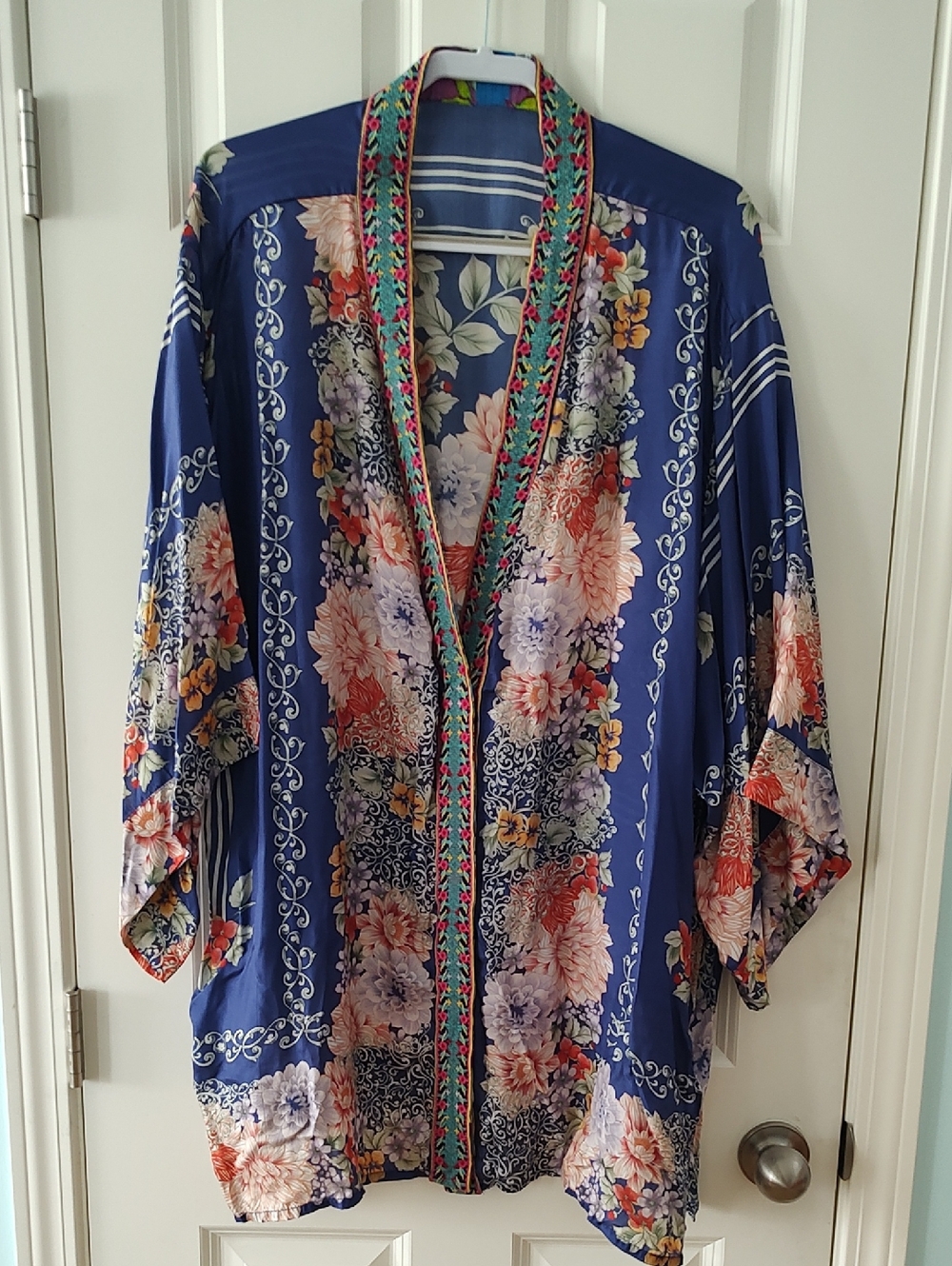 Johnny Was Blue Floral Kimono Tunic